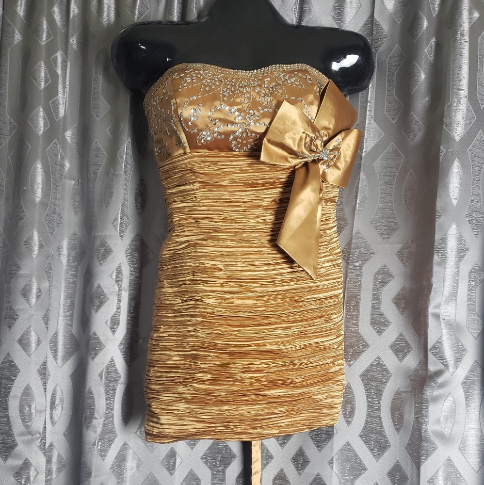 Gold Ruched Mini